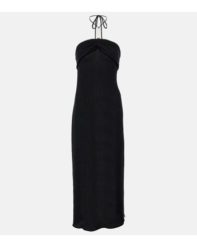 Magda Butrym Pearl-detail Halterneck Midi Dress - Black