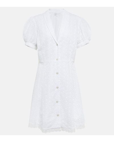 Caroline Constas Bel Buttoned Cotton Minidress - White