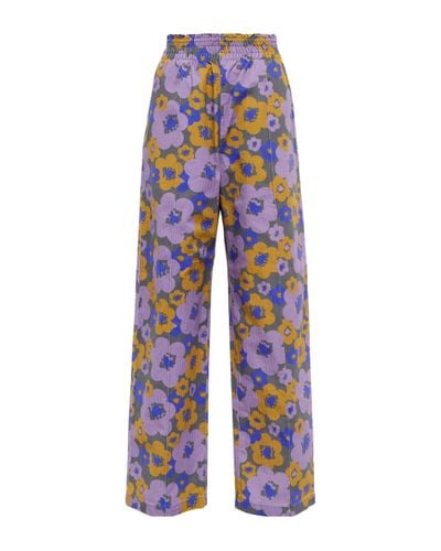 Acne Studios Floral Cotton Wide-leg Trousers - Multicolour