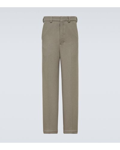 Ami Paris Wool-blend Straight Trousers - Grey