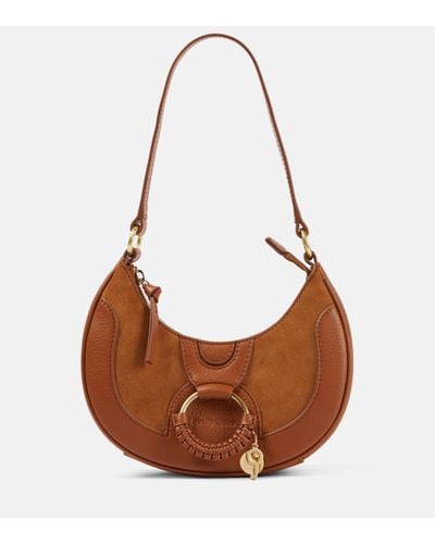 See By Chloé Hana Medium Leather And Suede Shoulder Bag - Brown