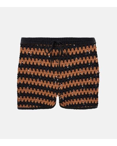 STAUD Samara Cotton Crochet Shorts - Black