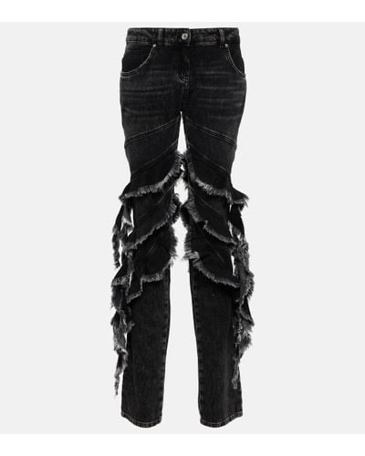 Blumarine Ruffled Straight Jeans - Black