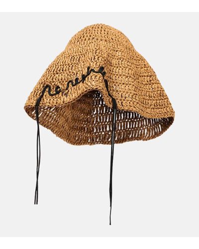 Nanushka Embroidered Woven Sun Hat - Brown