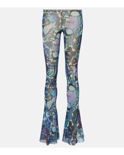 Jean Paul Gaultier Papillon Jersey Flared Trousers - Blue