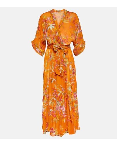 Poupette Adha Floral Midi Dress - Orange