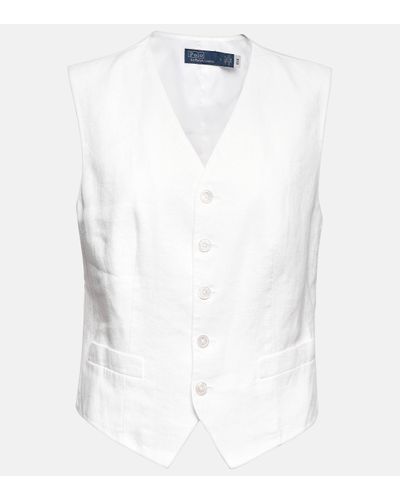 Polo Ralph Lauren Veste sans manches en lin - Blanc