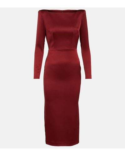 Alex Perry Satin Crepe Midi Dress - Red