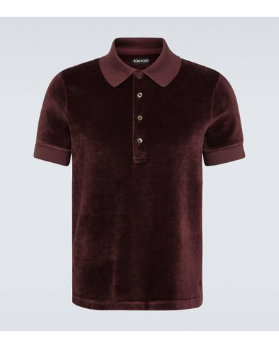 Tom Ford Velour Polo Shirt - Red