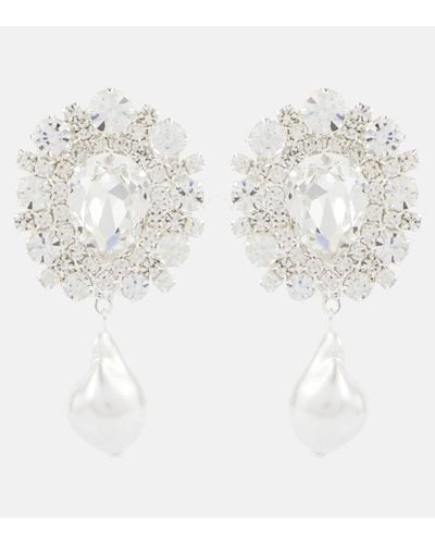Magda Butrym Crystal-embellished Faux Pearl Clip-on Earrings - White