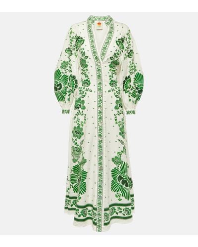 FARM Rio Forest Soul Printed Linen-blend Maxi Dress - Green