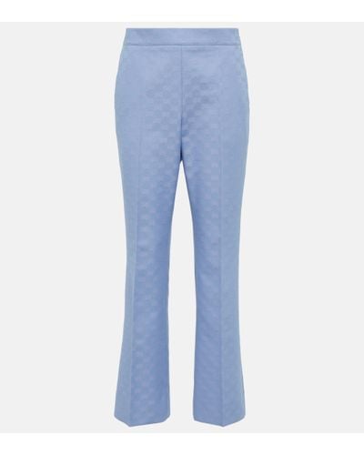 Gucci GG Gabardine Cropped Trousers - Blue