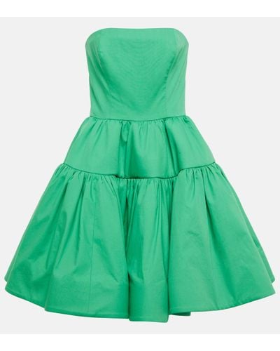 Oscar de la Renta Strapless Cotton Minidress - Green