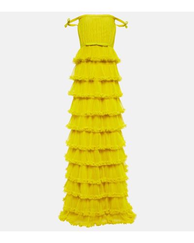 Giambattista Valli Tiered Tulle Gown - Yellow