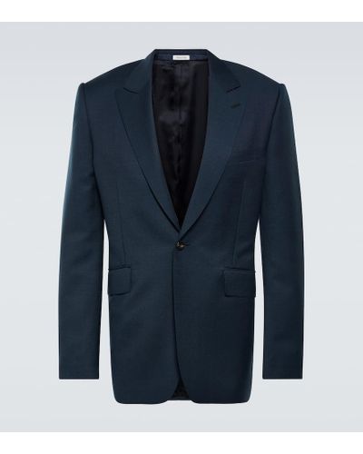 Alexander McQueen Anzugjacke aus Wolle und Mohair - Blau