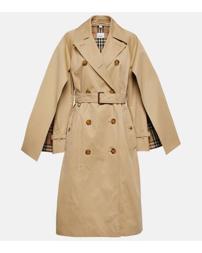 Burberry Belted Cotton Trench Coat - Natural