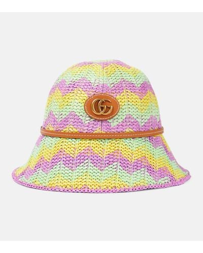 Gucci Cappello da pescatore effetto rafia - Multicolore