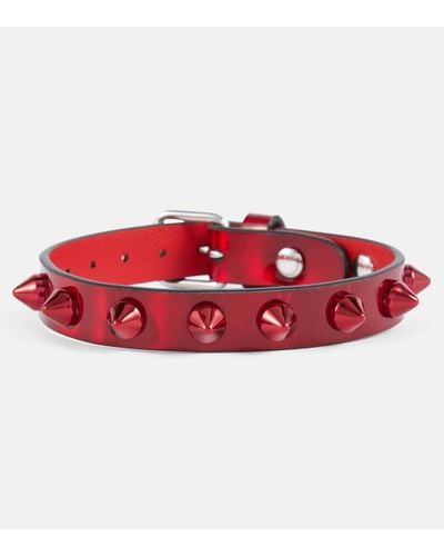 Christian Louboutin Loubilink Embellished Leather Bracelet - Red