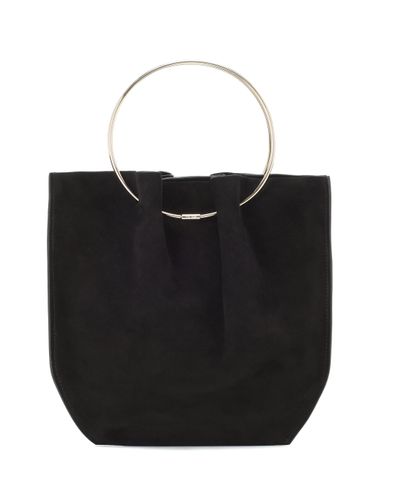 The Row Flat Micro Ring-handle Suede Bag - Black