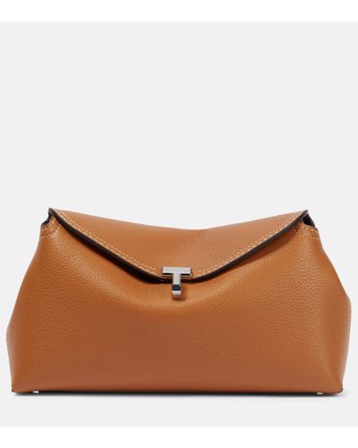 Totême Pochette T-Lock Small en cuir - Marron