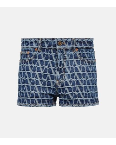 Valentino Shorts di jeans Toile Iconographe - Blu