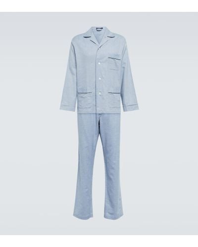 Thom Sweeney Pyjama aus Baumwolle - Blau