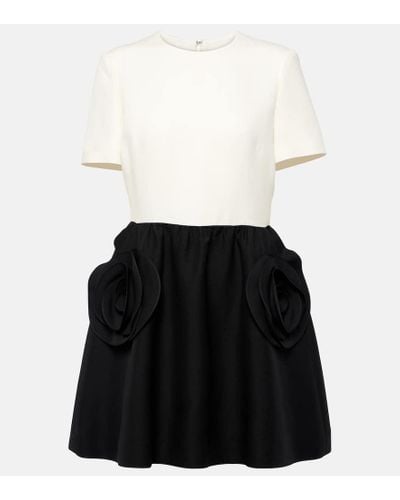Valentino Crepe Couture Floral-applique Minidress - Black