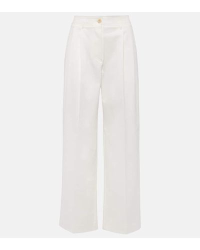 Totême High-rise Cotton Twill Wide-leg Pants - White