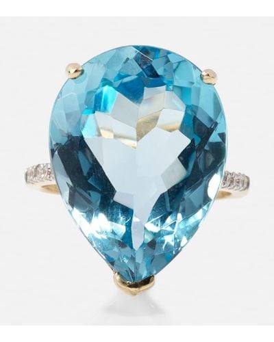 Mateo 14kt Gold Ring With Topaz And Diamonds - Blue