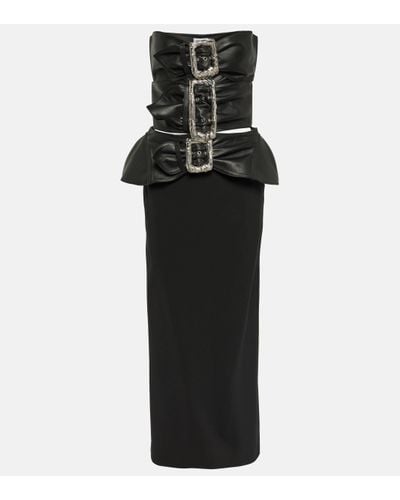 Jean Paul Gaultier Leather-trimmed Buckle-detail Bustier Gown - Black