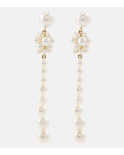 Sophie Bille Brahe Colonna Perle 14kt Gold Drop Earrings With Pearls - White