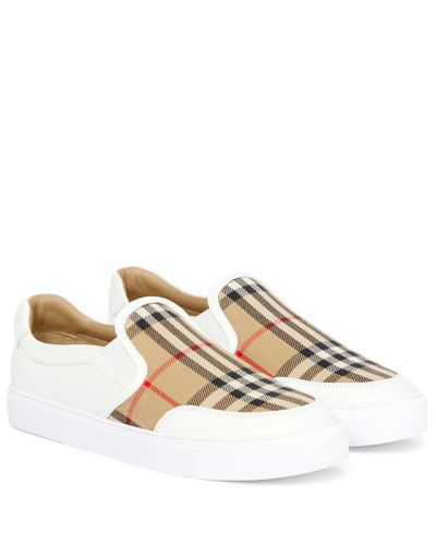 Burberry Archive Check Leather Sneakers - White