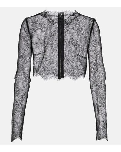 Dolce & Gabbana Cropped Chantilly Lace Top - Gray