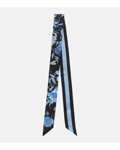 Gucci Floral Silk Scarf - Blue