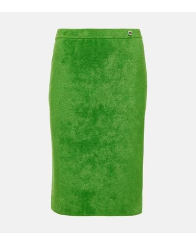 Gucci Crystal G Ribbed-knit Pencil Skirt - Green