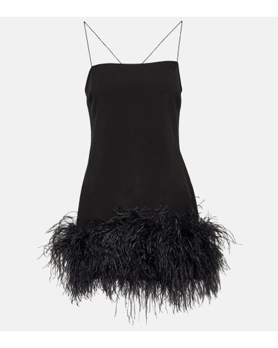 The Attico Feather-trimmed Minidress - Black