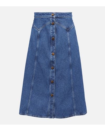 Chloé Denim Midi Skirt - Blue