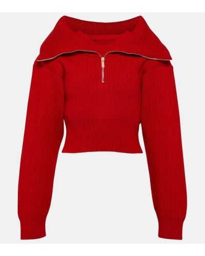 Jacquemus Cropped-Pullover La Maille Risoul aus Wolle - Rot