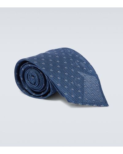 Brioni Printed Silk Tie - Blue