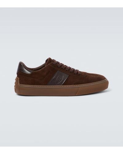 Tod's Leather-trimmed Suede Sneakers - Brown