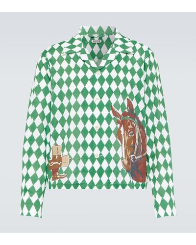 Bode Bedrucktes Hemd Jockey aus Baumwolle - Grün
