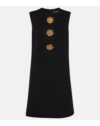 Oscar de la Renta Embellished Wool-blend Minidress - Black