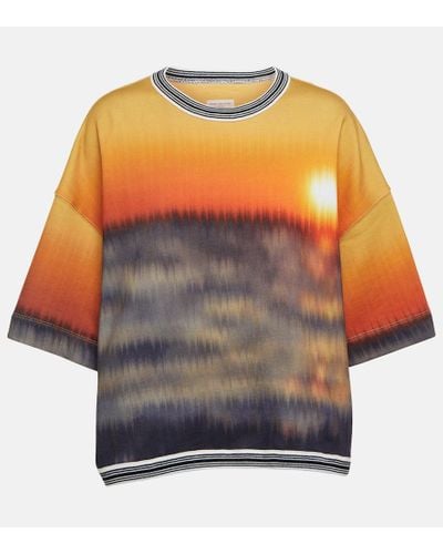 Dries Van Noten T-shirt in jersey di cotone con stampa - Grigio