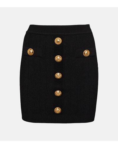 Balmain Minifalda con botones - Negro