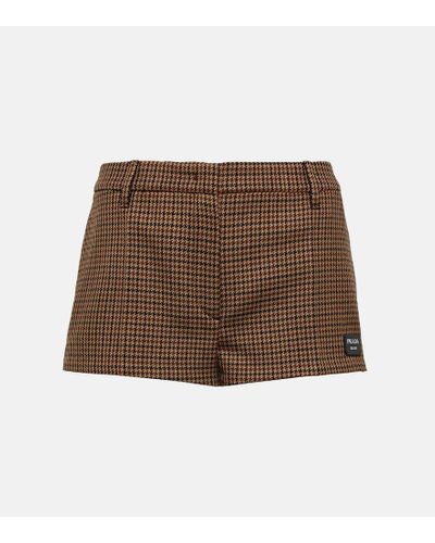 Prada Shorts in lana vergine pied-de-poule - Marrone