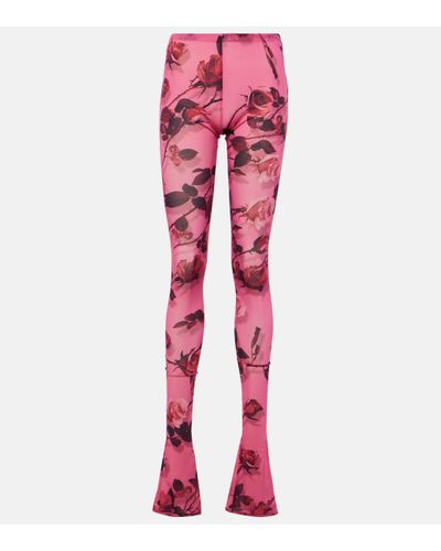 Blumarine Semi-sheer Printed leggings - Red