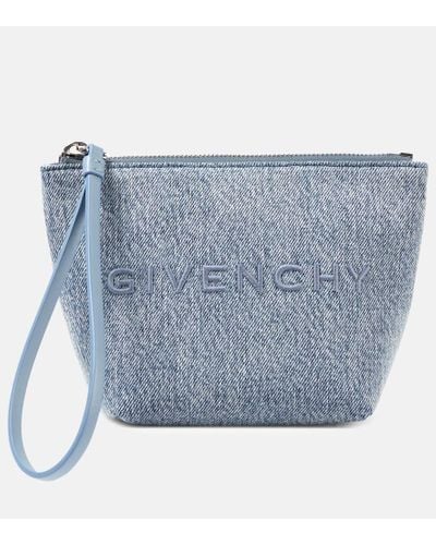 Givenchy Pochette Mini in denim con logo - Blu
