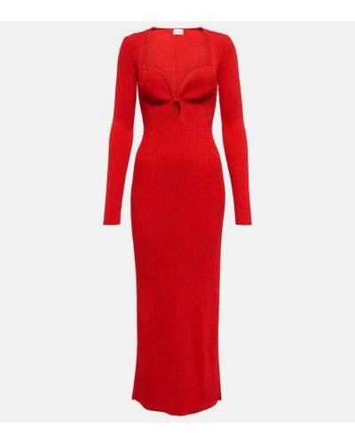 Magda Butrym Cutout Ribbed-knit Maxi Dress - Red