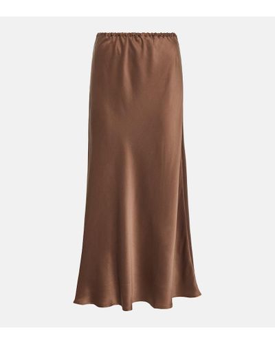 Asceno Cleo Silk Maxi Skirt - Brown