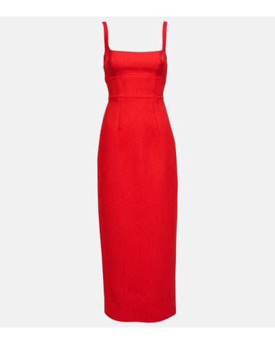 Emilia Wickstead Martel Cloque Midi Dress - Red